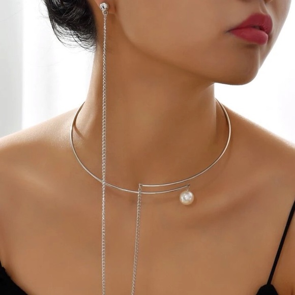 💥3for$28 New Unique Choker Collar Spring Necklace with Attached Earring - Picture 8 of 12